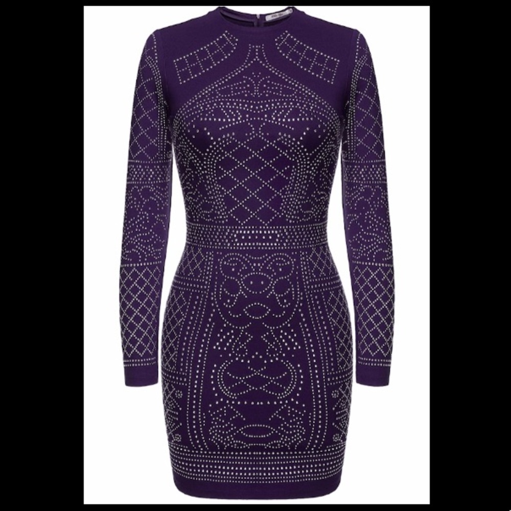 WOMEN’S LONG SLEEVE RHINESTONE COCKTAIL DRESS